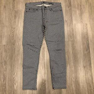 7FAM 7 For All Mankind Cropped Gwenevere Black‎ & White Skinny Jeans Size 27